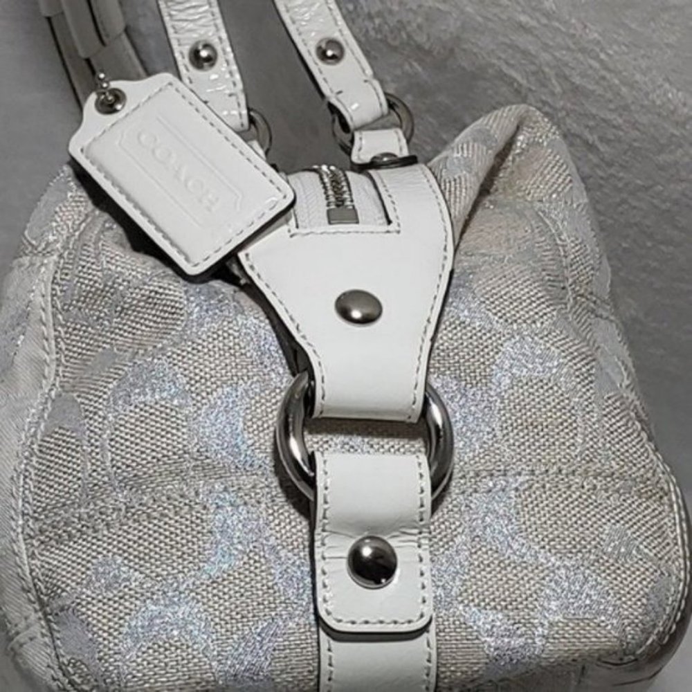 Coach Stunning White & Silver Signature Satchel - Picture 9 of 15